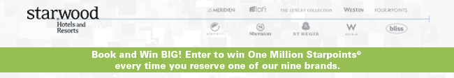 Book and Win BIG! Enter to win One Million Starpoints® every time you reserve our nine brands.